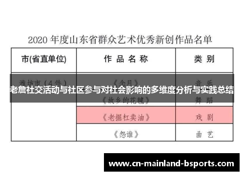 老詹社交活动与社区参与对社会影响的多维度分析与实践总结
